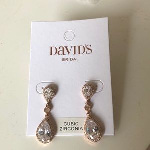 David’s Bridal teardrop earrings - Rose Gold